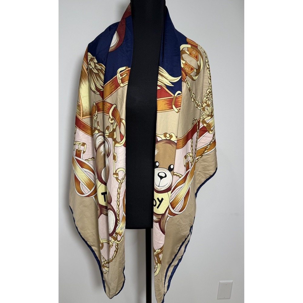 scarf for women light weight Square 48" By 48" Wrap Bear Pattern Multicolor
